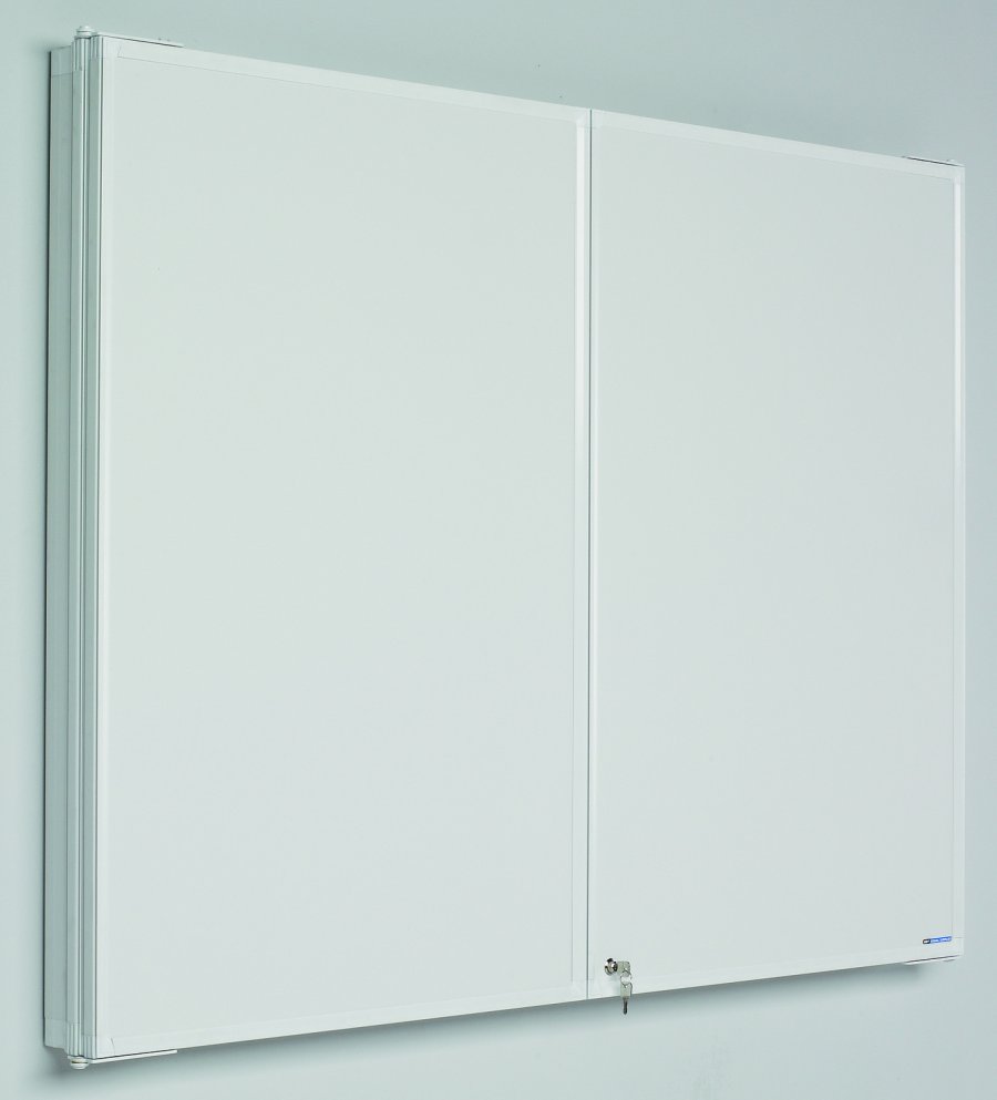 Foldbart Whiteboard med l&aring;s, Cabinet, magnetisk, til v&aelig;g, 120 x 190 cm