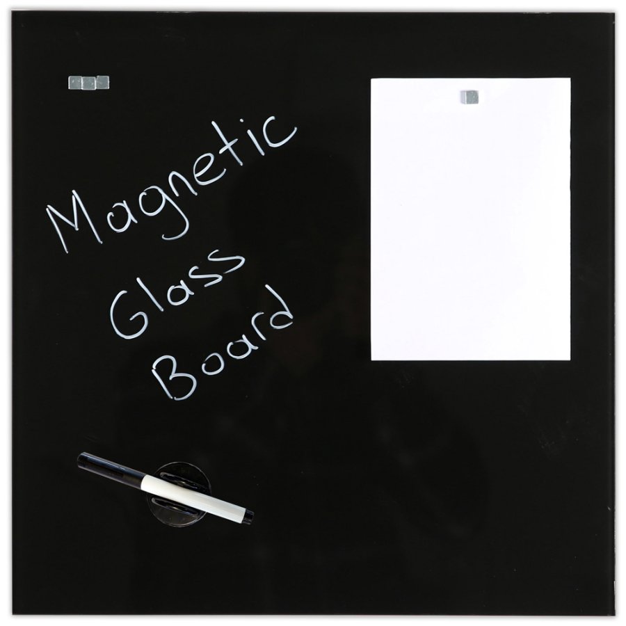 Magnetisk Glastavle, sort, 45 x 45 cm