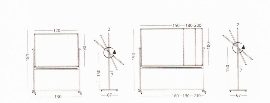 Svingtavle, whiteboardtavle til intensivt brug på mobilt stativ - 8 størrelser - 90x120 cm #5