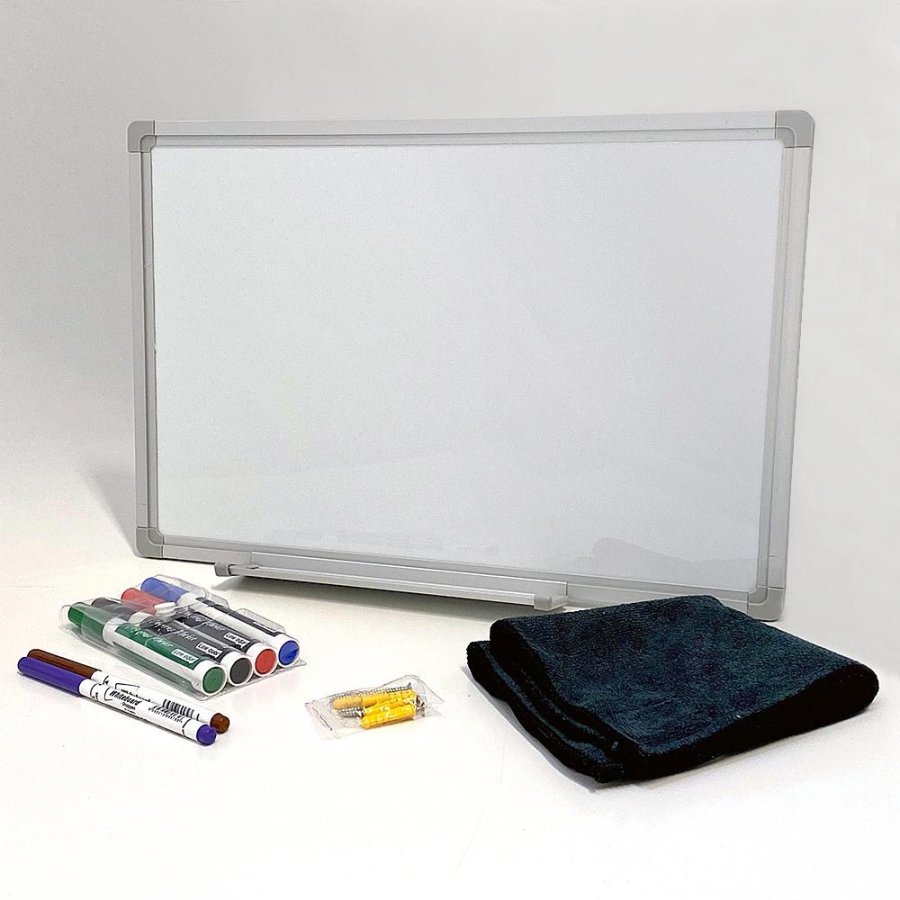Whiteboard lakeret, 45 x 30 cm, inkl. mikrofiberklud og 6 tusser #2