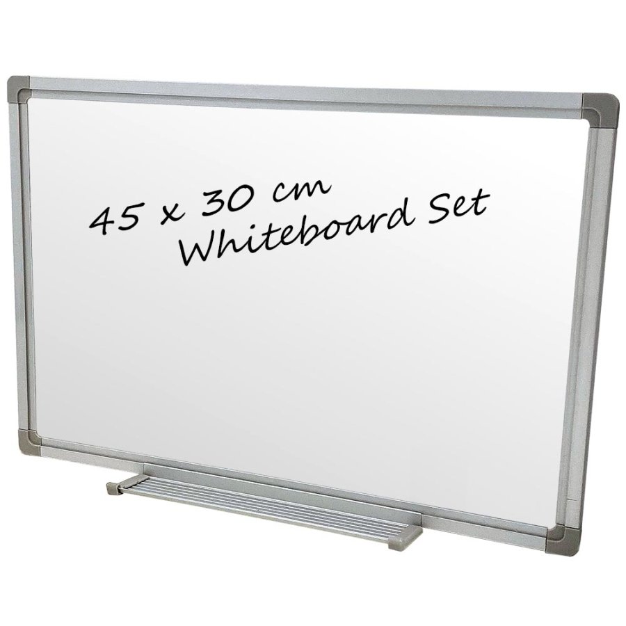 Whiteboard lakeret, 45 x 30 cm, inkl. mikrofiberklud og 6 tusser #1
