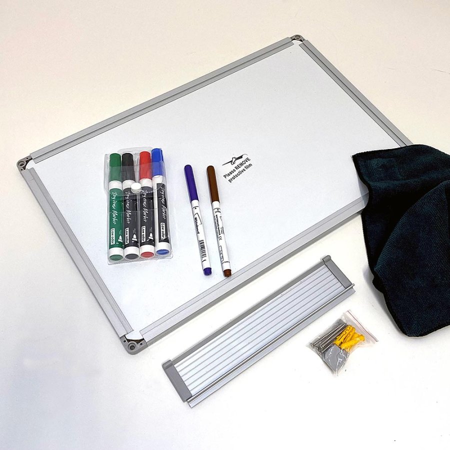 Whiteboard lakeret, 45 x 30 cm, inkl. mikrofiberklud og 6 tusser #4