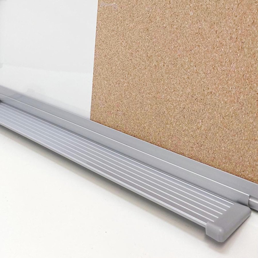 Whiteboard og kork kombitavle s&aelig;t 60x40cm, inkl. sort magnetisk marker, 4 x sorte 20mm magneter, 12 sorte n&aring;le og monteringss&aelig;t