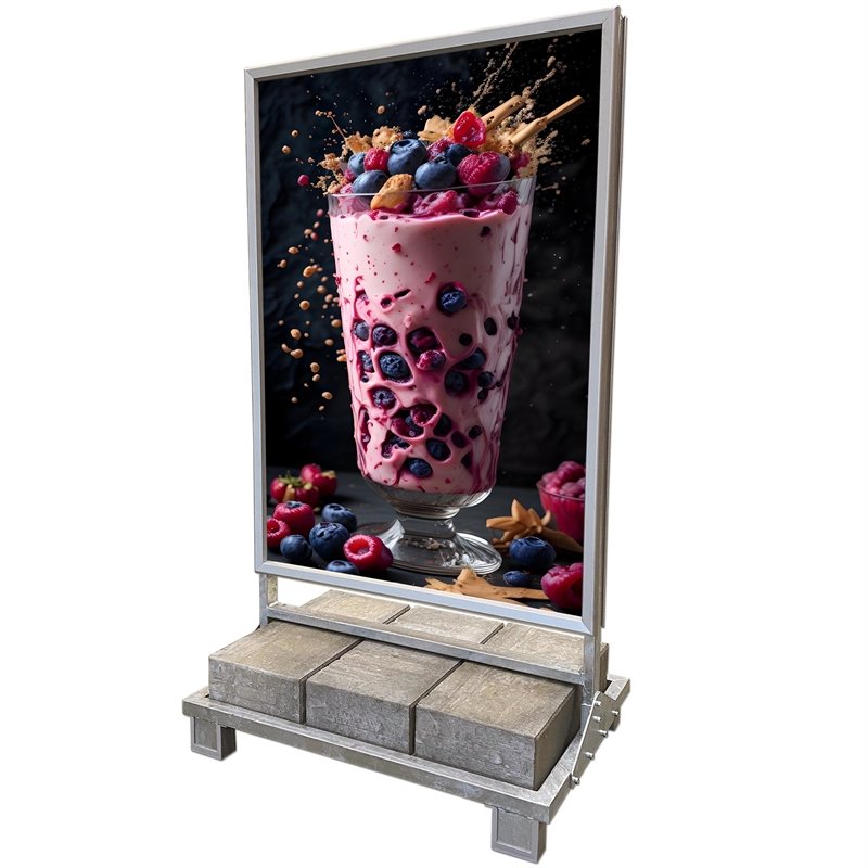 Heavy Outdoor Sign Betonstander, alu/gr&aring;, 100 x 140 cm  uden sten