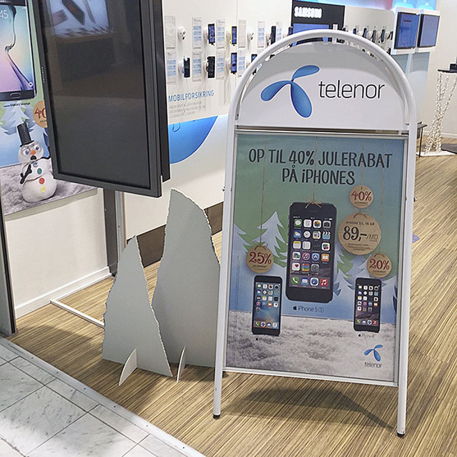 Expo Gotik Gadeskilt med logoplade - 70x100 cm - hvid #18