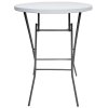 Rundt Klapbord Ø 80cm: Hvid Bordplade & Sort Stålstel, Højde 110cm #1