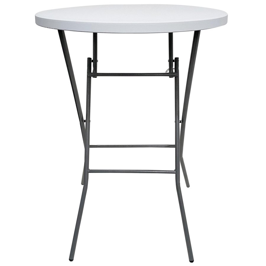 Rundt Klapbord Ø 80cm: Hvid Bordplade & Sort Stålstel, Højde 110cm #1