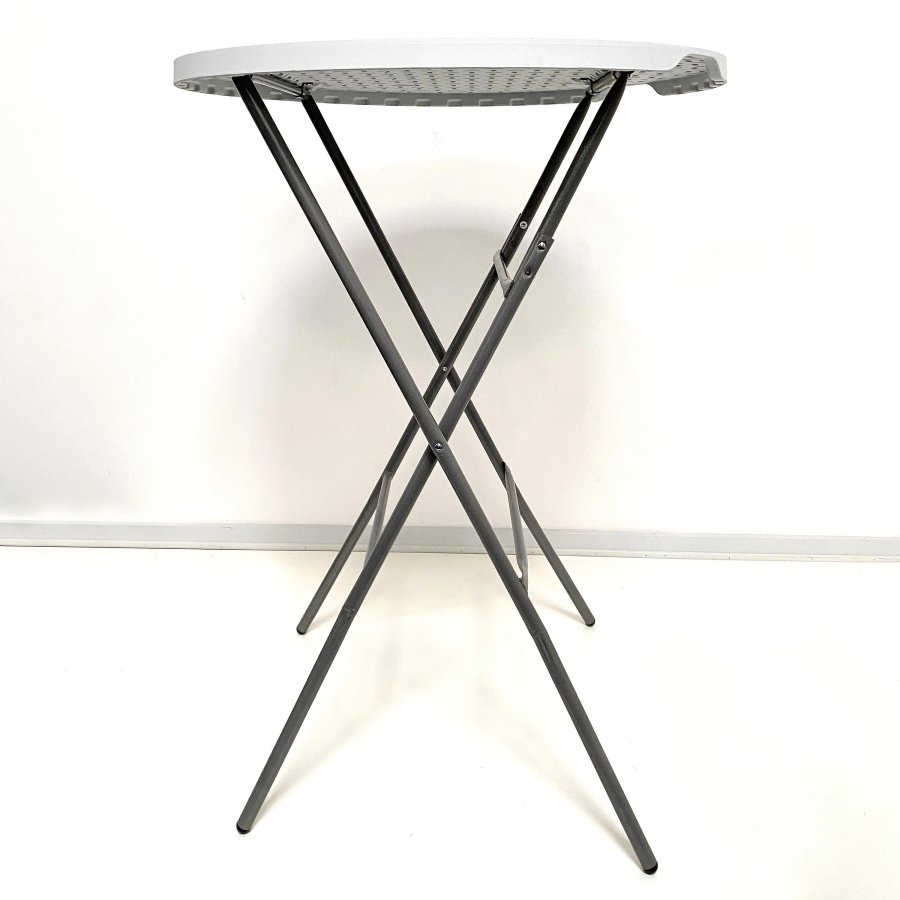 Rundt Klapbord Ø 80cm: Hvid Bordplade & Sort Stålstel, Højde 110cm #2