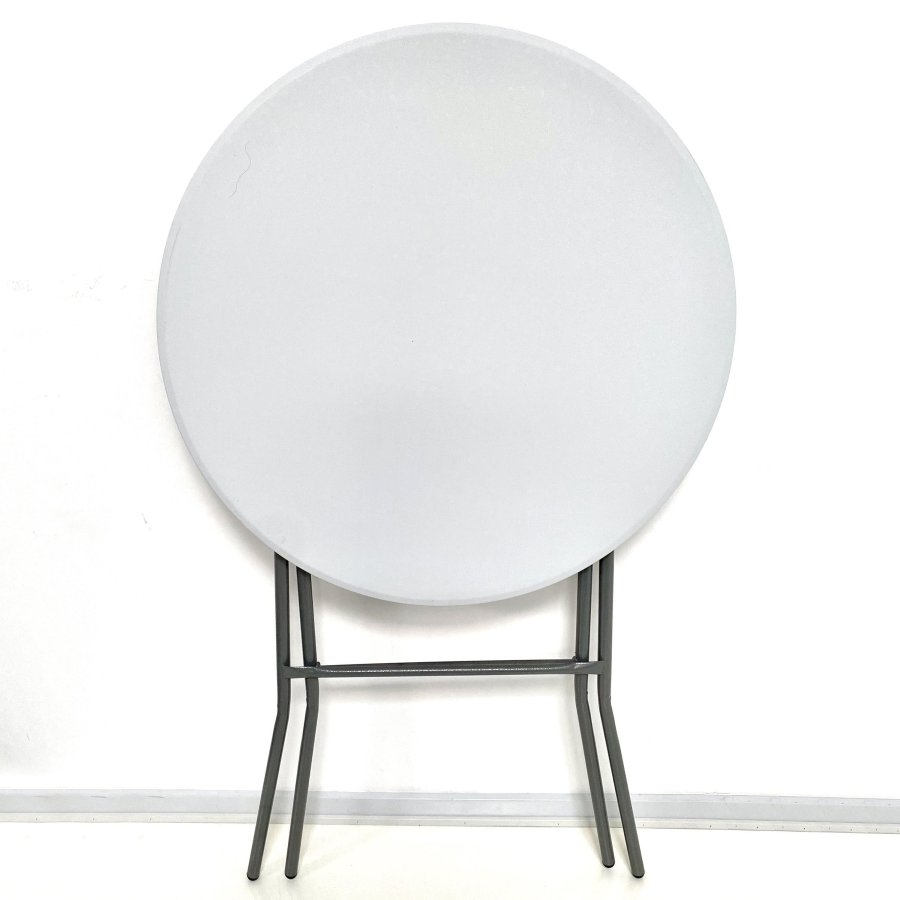 Rundt Klapbord Ø 80cm: Hvid Bordplade & Sort Stålstel, Højde 110cm #4