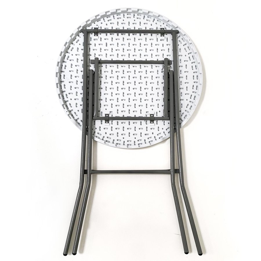 Rundt Klapbord Ø 80cm: Hvid Bordplade & Sort Stålstel, Højde 110cm #5