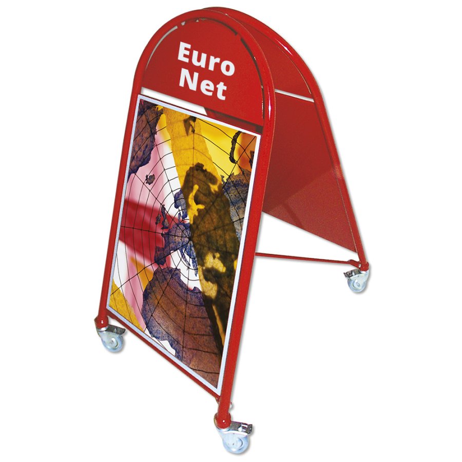 New Gotik Lux Gadeskilt med logoplade og hjul - A1 - r&oslash;d