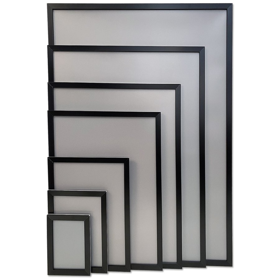 Klikramme, 20 mm aluminium fladprofil, sort, A3 - 29,7 x 42 cm