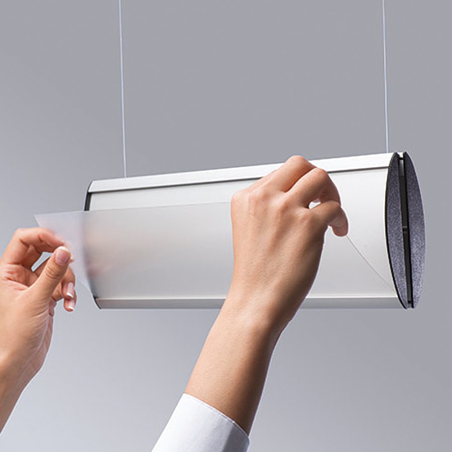 Dobbeltsidet nedh&aelig;ngsskilt, 1 lag - 50x10.5 cm