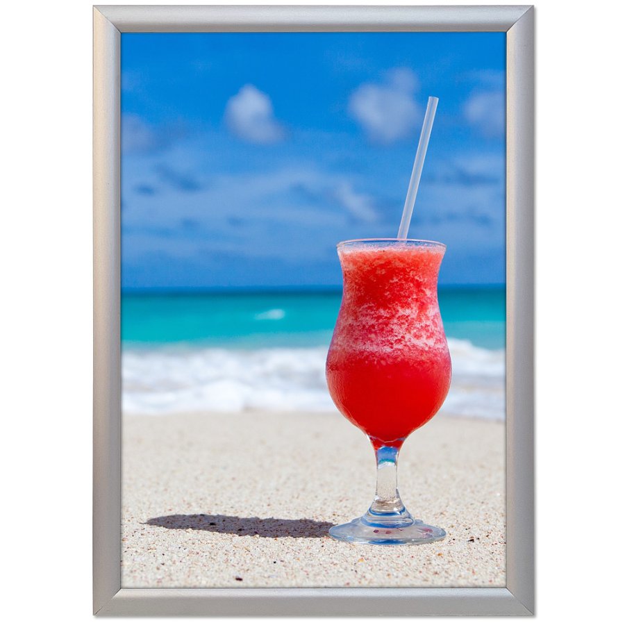 Klikramme med 20mm aluminium profil, s&oslash;lv - 70 x 100 cm