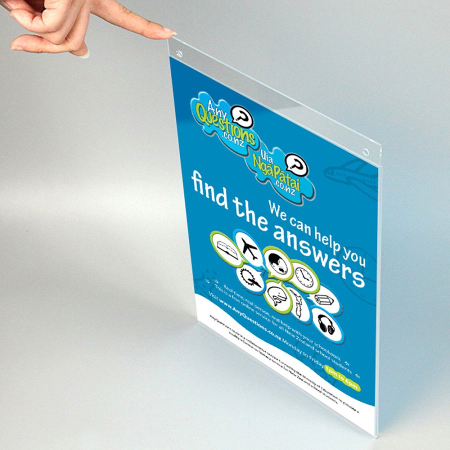 Akryl plakatoph&aelig;ng med huller, vertikal, A3