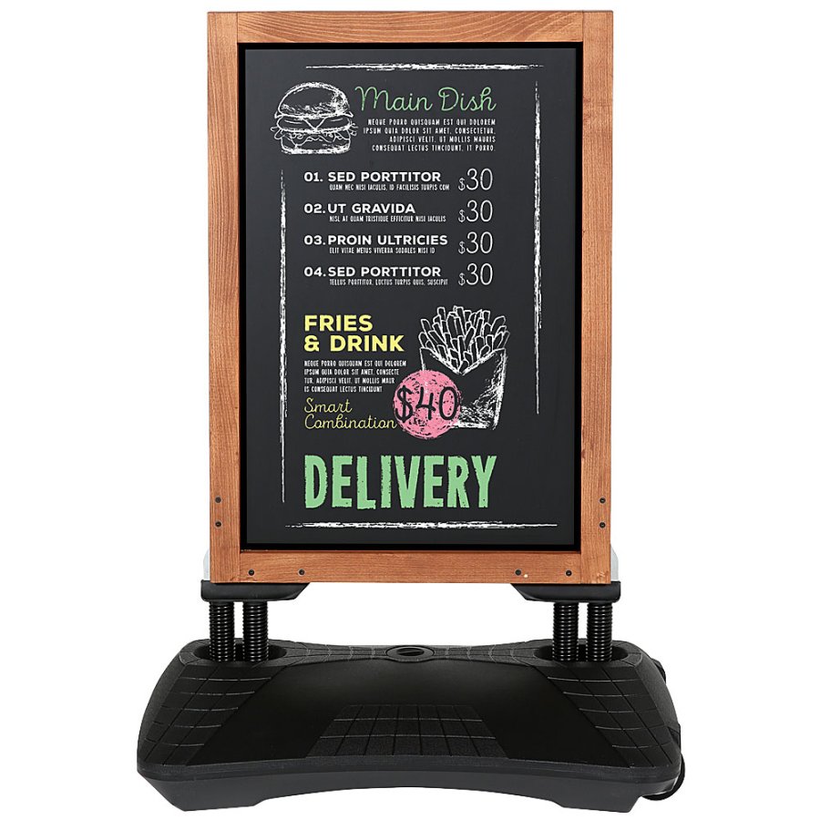 Wooden Wind-Sign Waterbase gadeskilt med st&aring;ltavler, 59 x 78 cm