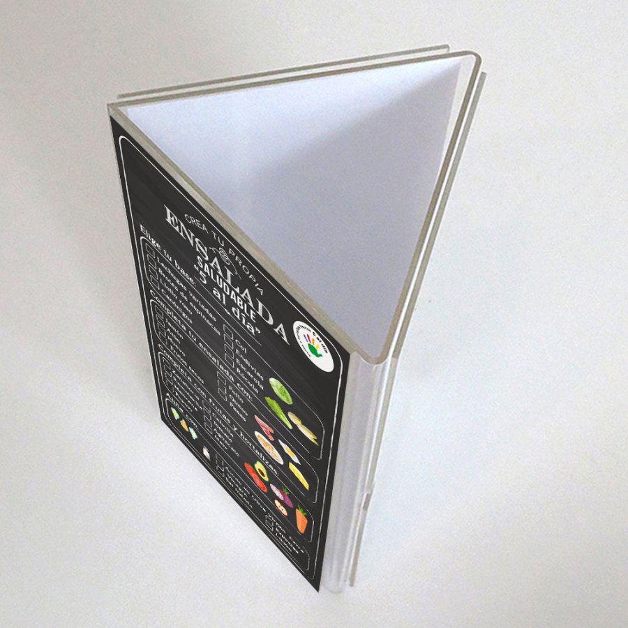 Triangle Menukortholder vertikal - 3xM65 Flyer - 9.9x21 cm