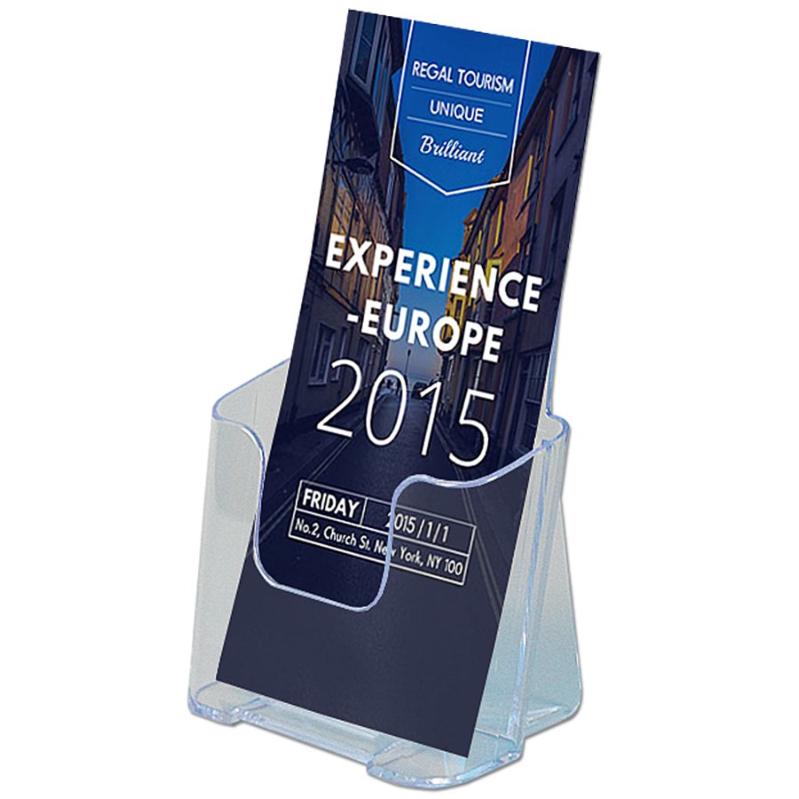 Bord & V&aelig;gdispenser, akrylbrochureholder - M65/A6