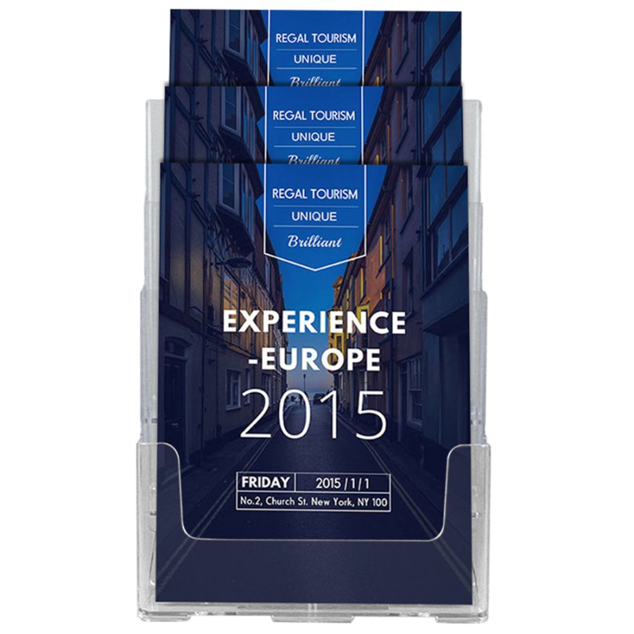 Bord & V&aelig;gdispenser, akrylbrochureholder, 3 x A4