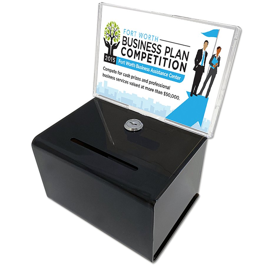 Tip-boks med  akrylholder til info - sort - A6