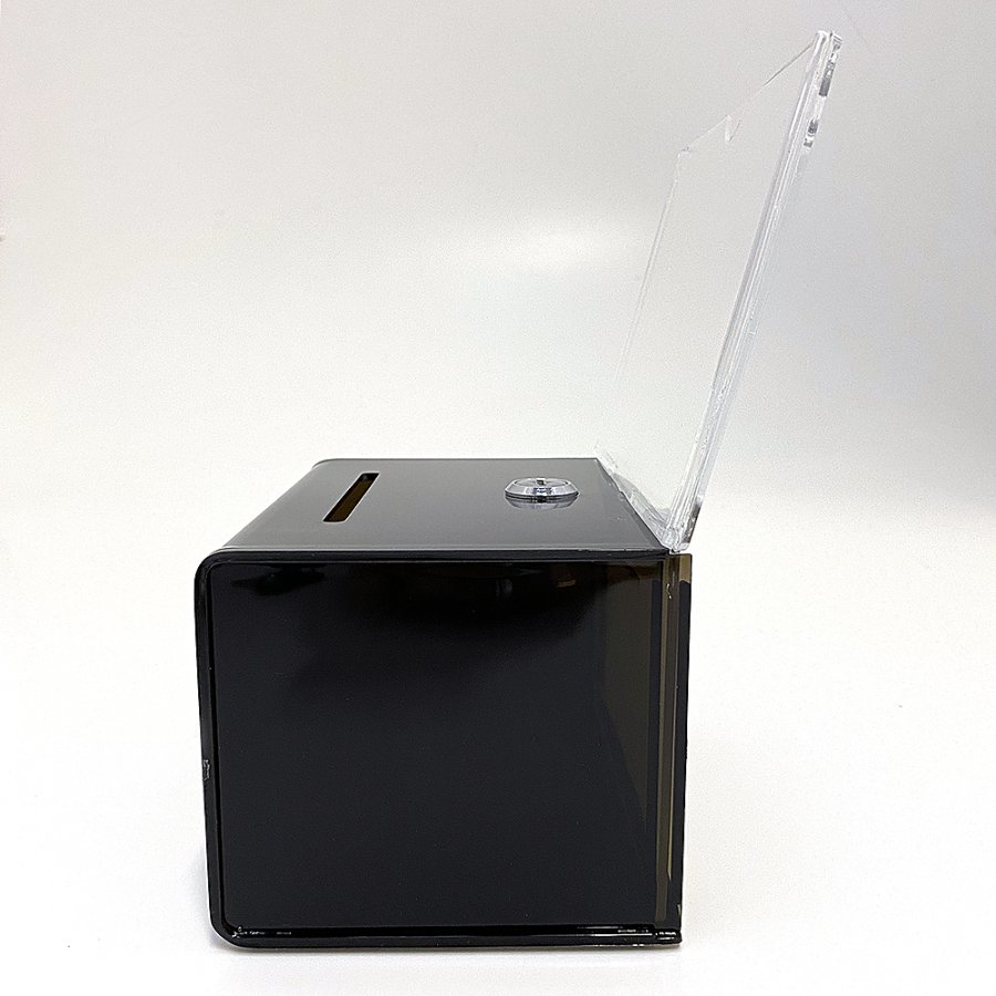 Tip-boks med  akrylholder til info - sort - A6