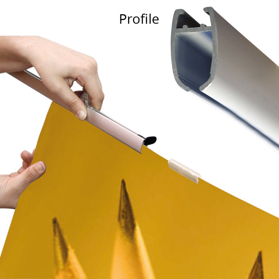 Poster-Hanger Profile Double, plakatoph&aelig;ng med 20mm aluminium plakatlister - 70cm (B1)