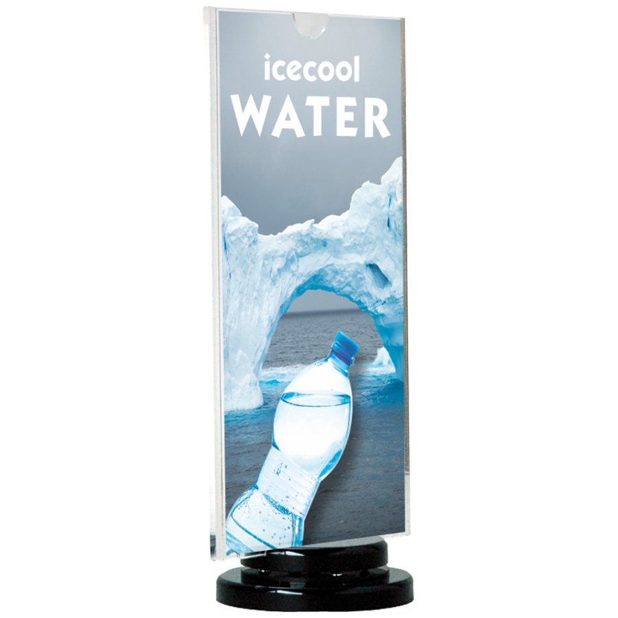 Spin Menukortholder vertikal - 2xM65 Flyer - 9.9x21 cm - sort