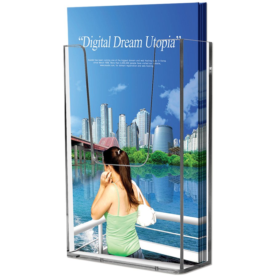 Akryl Brochureholder til v&aelig;g - vertikal - A5 - 14.8x21 cm