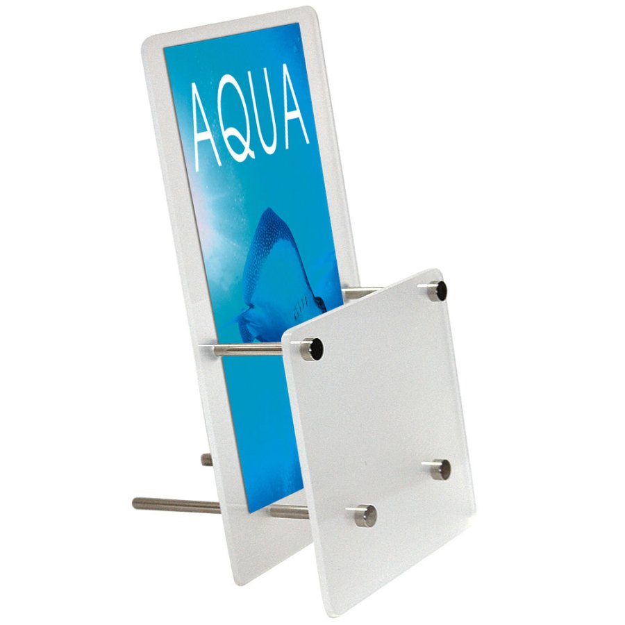 Frosted Brochureholder til bord vertikal - Flyer - M65 - 9.9x21 cm