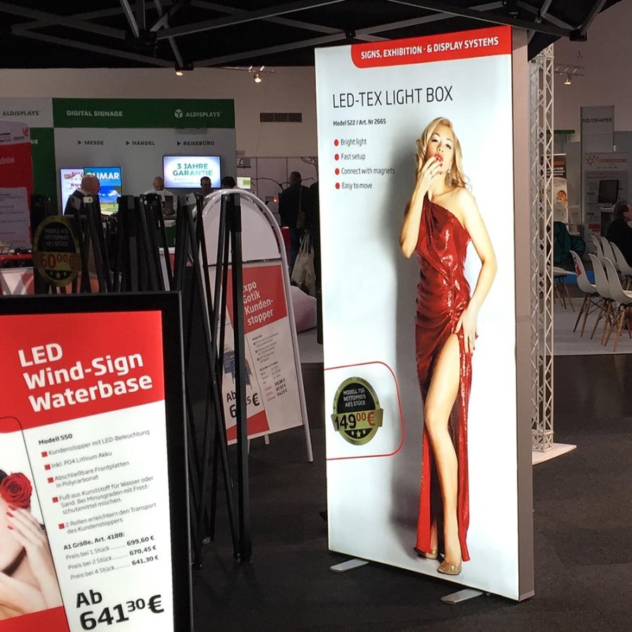 LED lysv&aelig;g LED-TEX Lightbox stand dobbeltsidet, 85x200cm