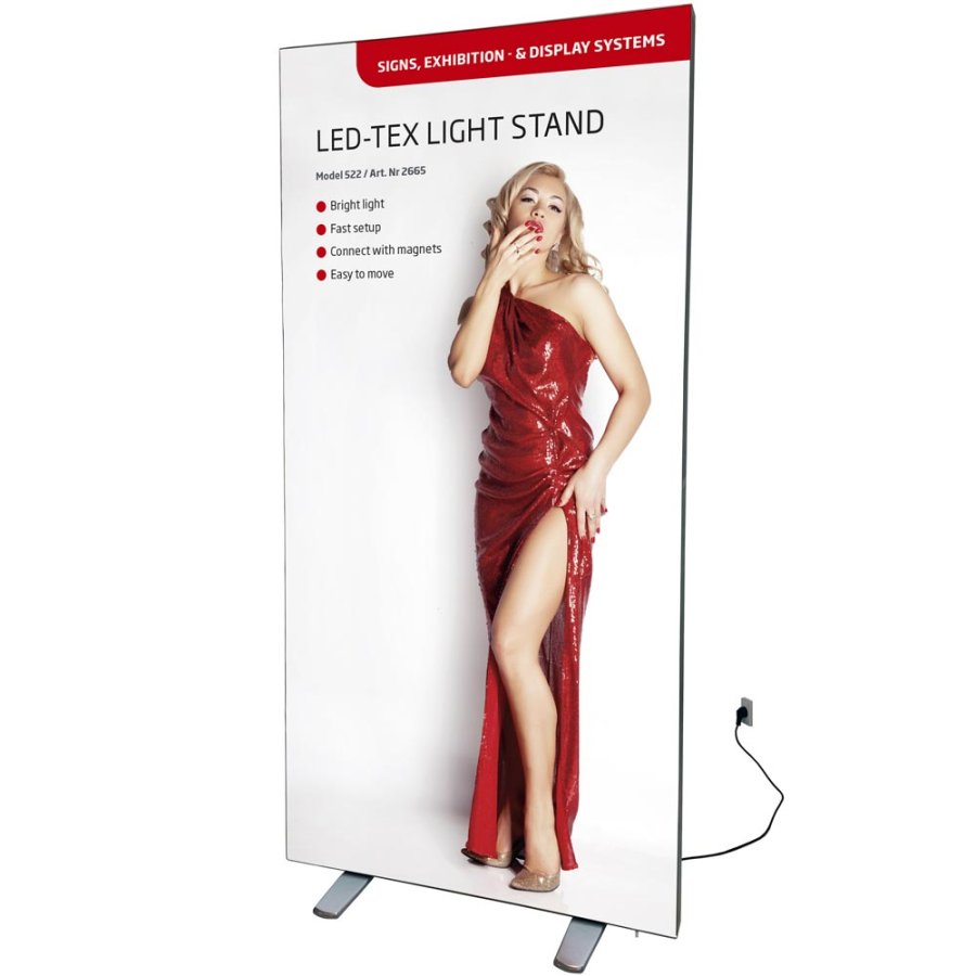 LED-TEX Lightbox stand dobbeltsidet, 100x250cm