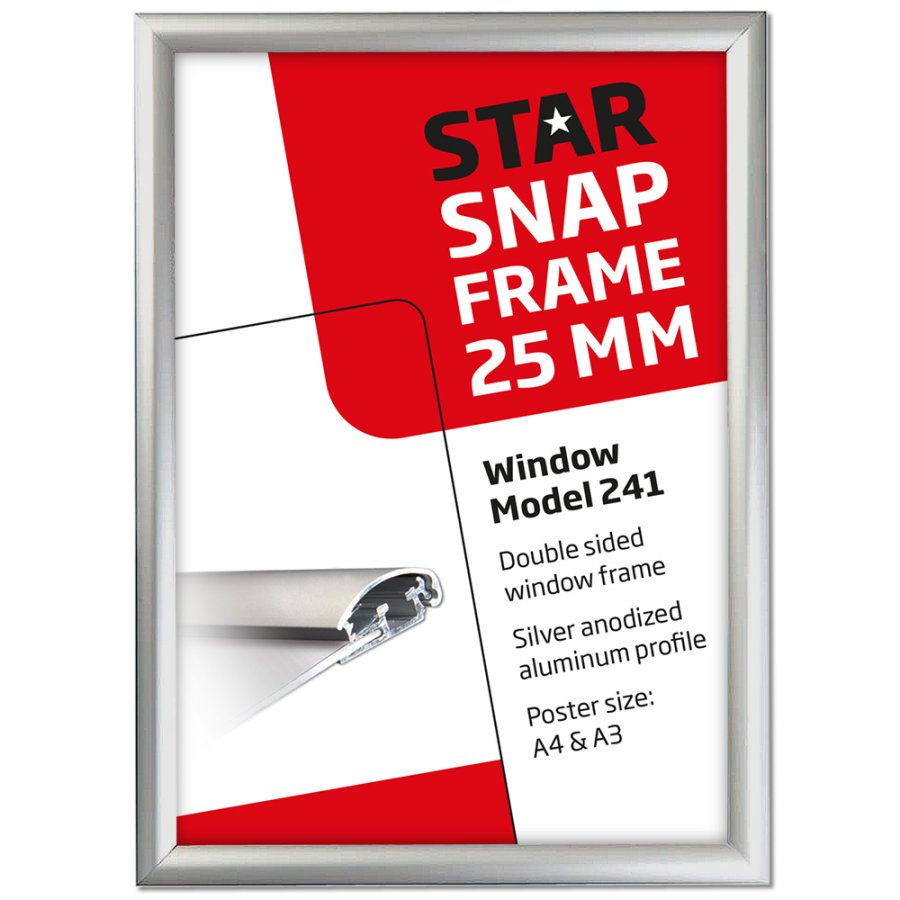 Window Alu Klikramme dobbeltsidet - 25 mm - A3 - s&oslash;lv