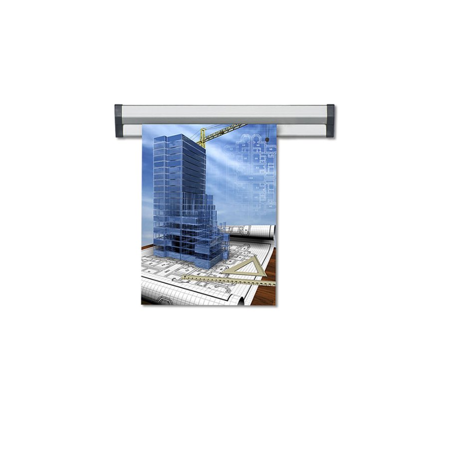 Fast Note plakatoph&aelig;ng med 30mm aluminium profil, s&oslash;lv - 50cm