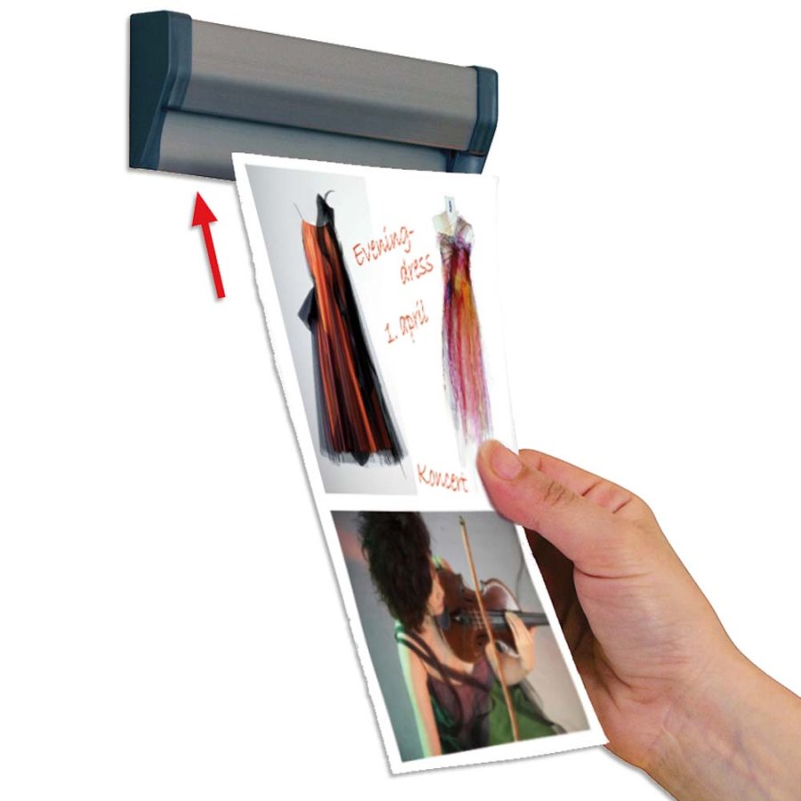 Fast Note plakatoph&aelig;ng med 30mm aluminium profil, s&oslash;lv - 125,5cm