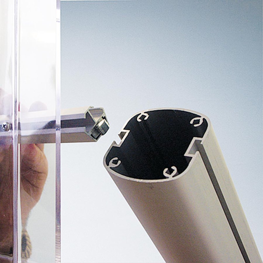 Bannerdisplay, MultiStand, enkeltsidet, 4 A4 hylder, banner, 60 cm