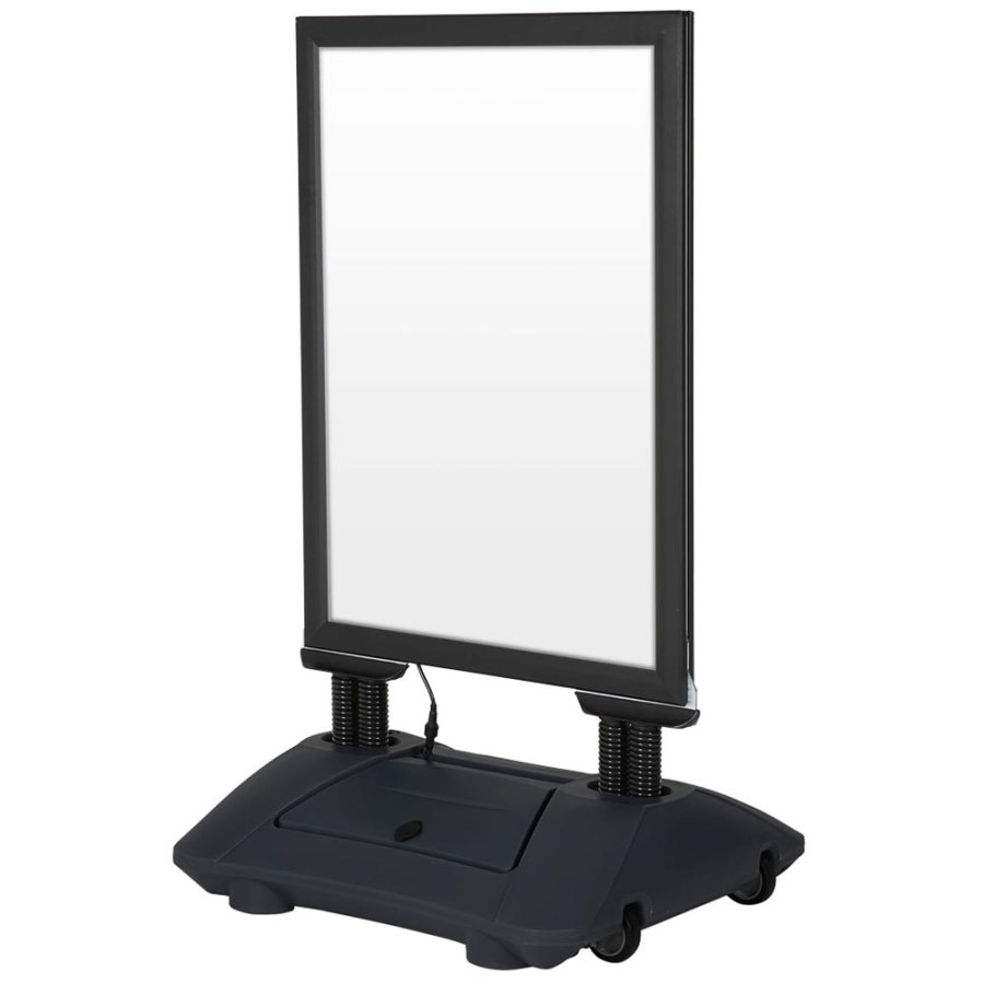 Wind-LED Pro Waterbase Gadeskilt, 44mm ramme,  A1 - inkl. batteri. Sort