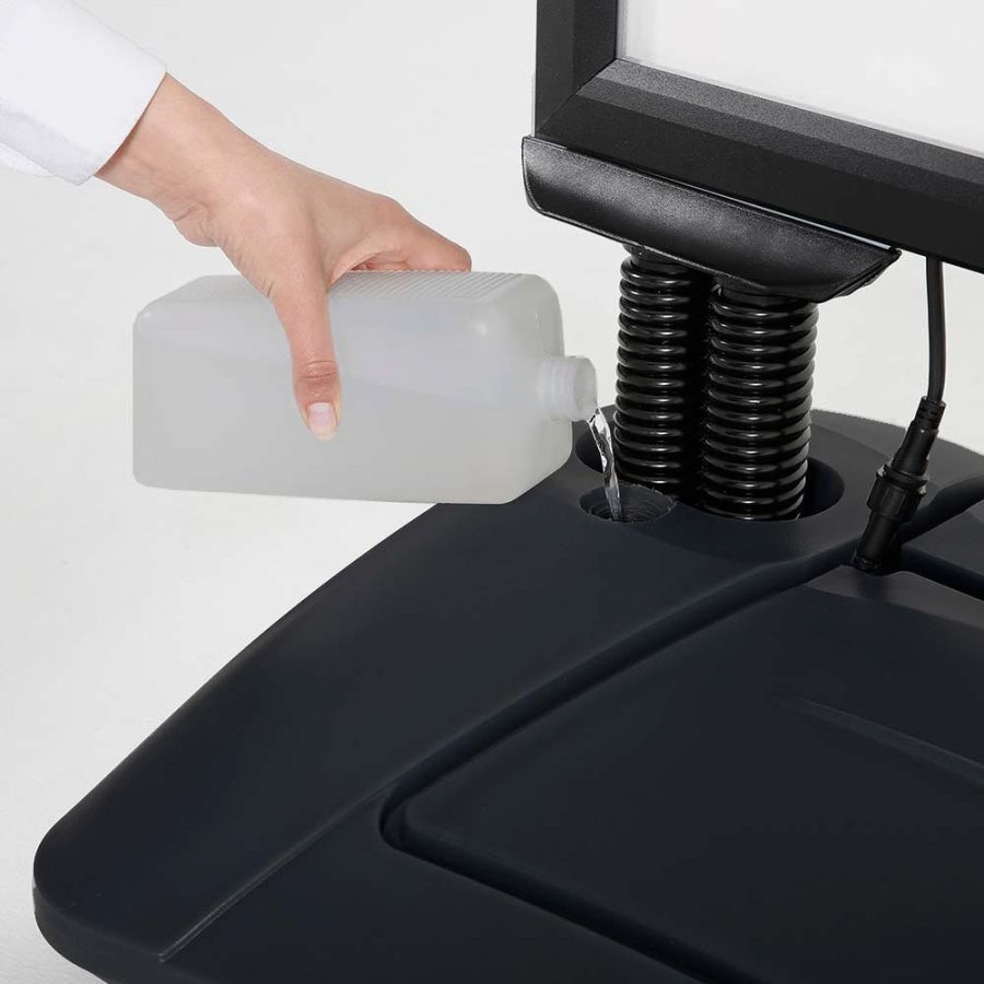 Wind-LED Pro Waterbase Gadeskilt, 44mm ramme,  A1 - inkl. batteri. Sort