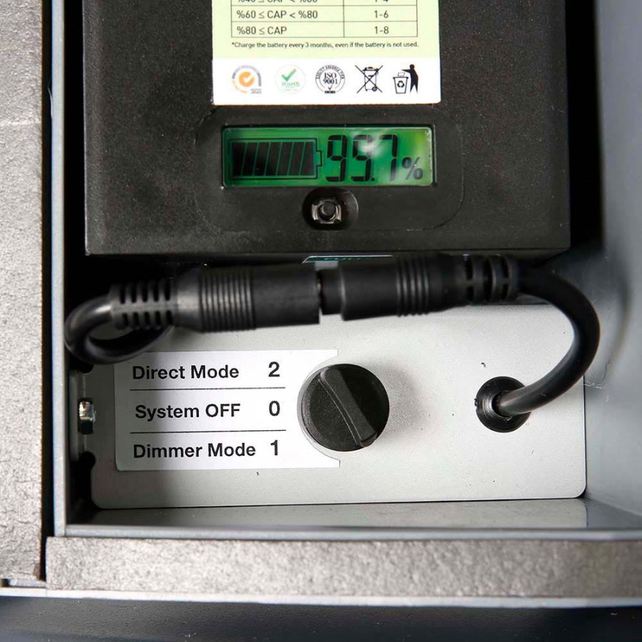 Wind-LED Pro Waterbase Gadeskilt, 44mm ramme,  A1 - inkl. batteri. Sort