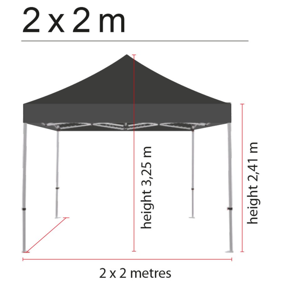 Event Tent Lux, vandt&aelig;t polyester, s&oslash;lv/sort, 2 x 2 m