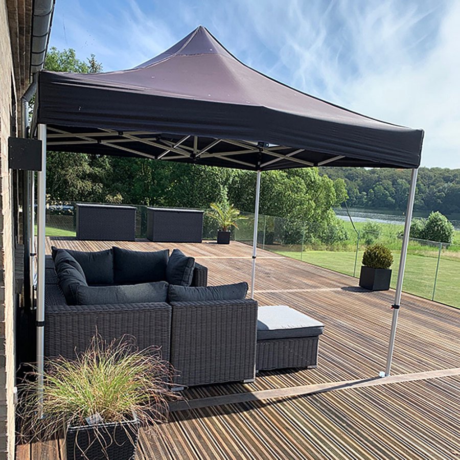 Event Tent Lux, vandt&aelig;t polyester, s&oslash;lv/sort, 2 x 2 m