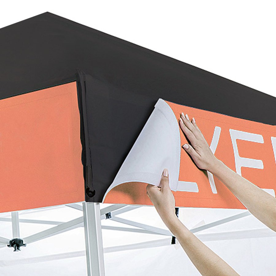 Pavillion/eventtelt lux i vandt&aelig;t polyester, s&oslash;lv/sort - 3x3 m