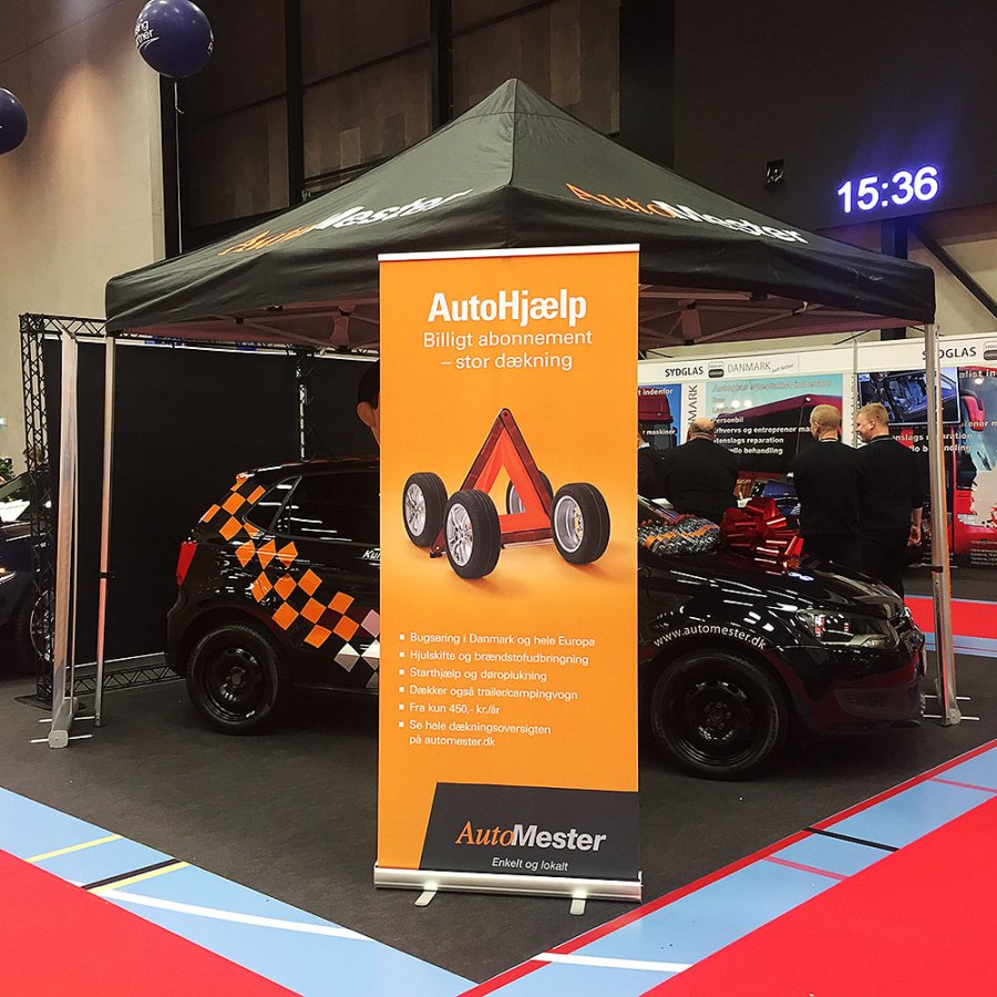 Pavillion/eventtelt lux i vandt&aelig;t polyester, s&oslash;lv/sort - 3x3 m