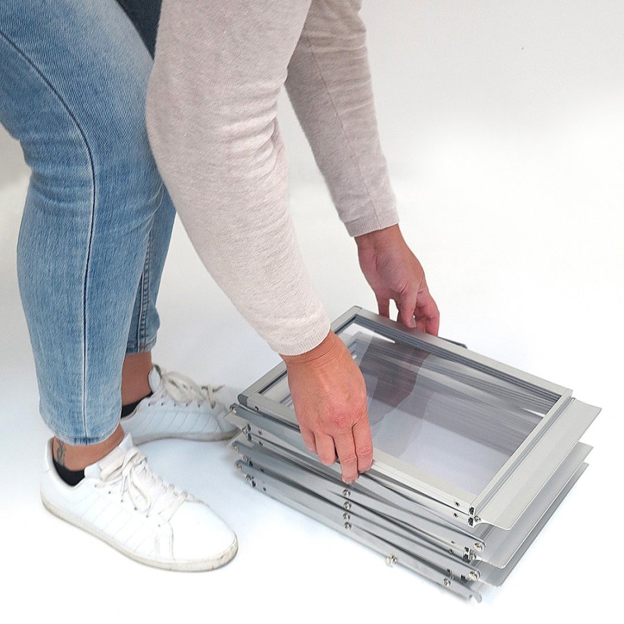 Flex Brochurestander, alu/s&oslash;lv - 6 x A4