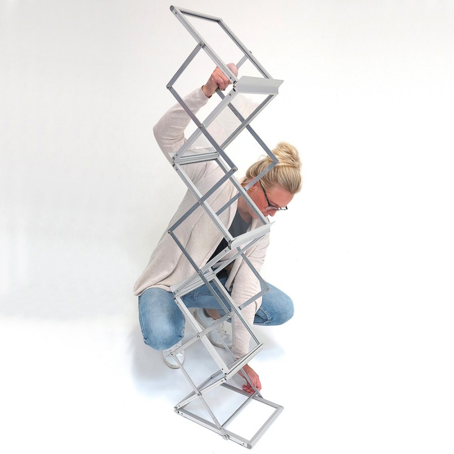 Flex Brochurestander, alu/s&oslash;lv - 6 x A4