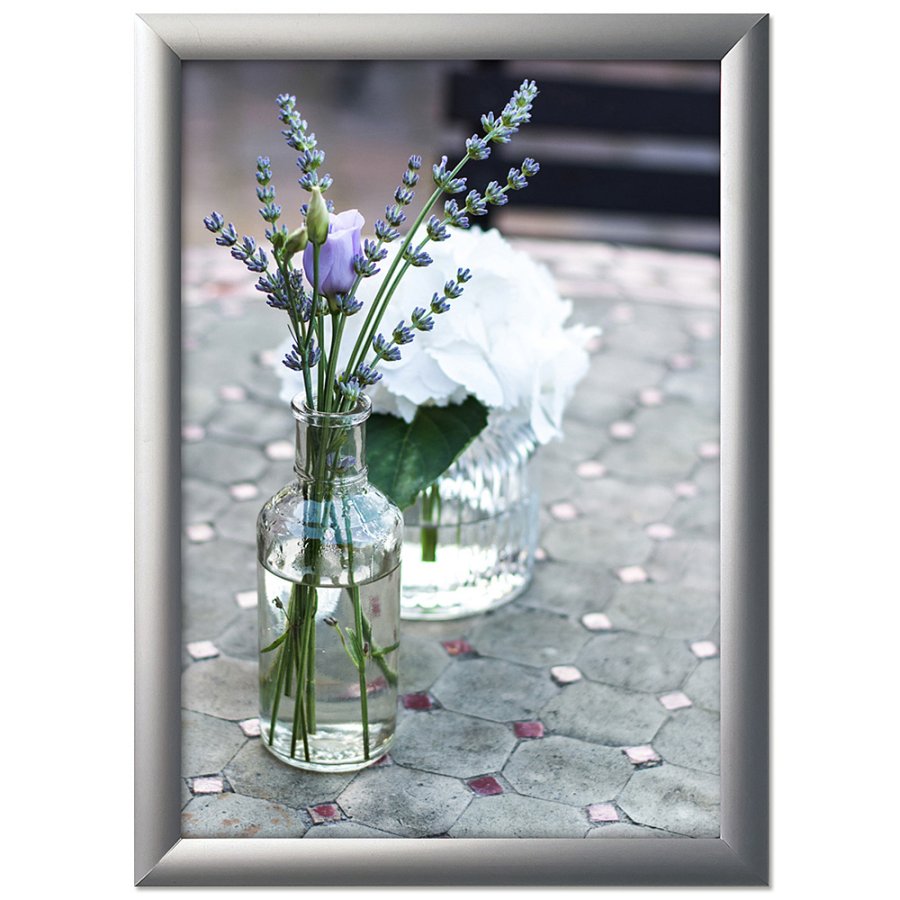 Klikramme med 25mm aluminium profil, s&oslash;lv - 50x70 cm