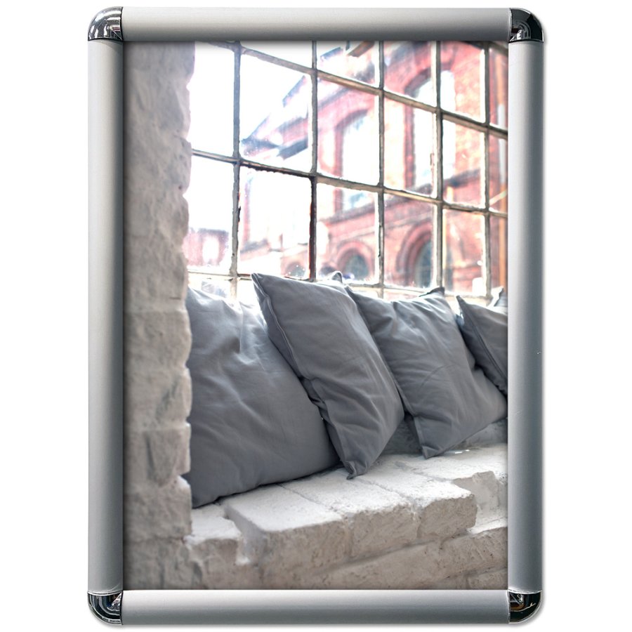 Klikramme med 25mm aluminium Rondo profil, s&oslash;lv - 50x70 cm