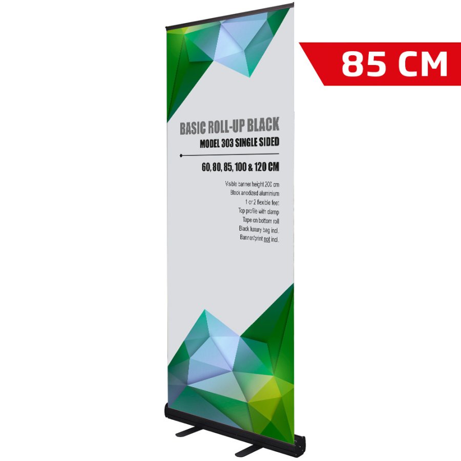 Roll-up kassette, Basic, enkeltsidet, sort, 85 cm