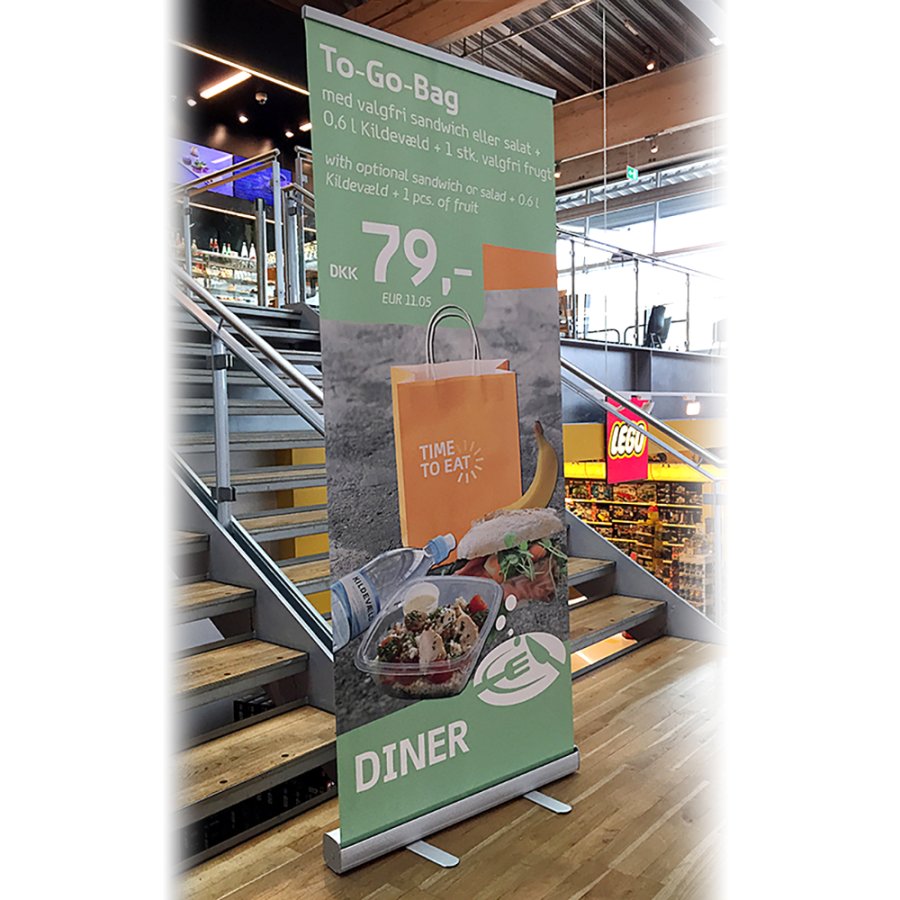 Budget Roll-up kassette, enkeltsidet, alu/s&oslash;lv, 85 cm