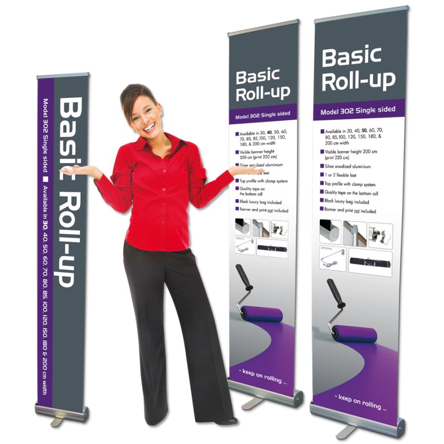 Basic Roll-up kassette, enkeltsidet, alu/s&oslash;lv, 40 cm