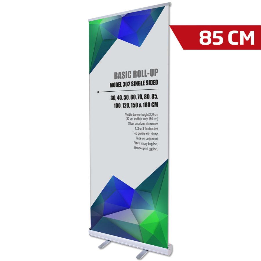 Basic Roll-up kassette, enkeltsidet, alu/s&oslash;lv, 85 cm